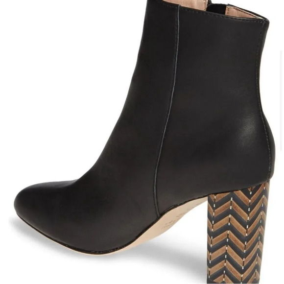 JAMES CHAN | Delia Black Ankle Boots Booties Herringbone Chevron | Size 8.5 - Picture 2 of 13
